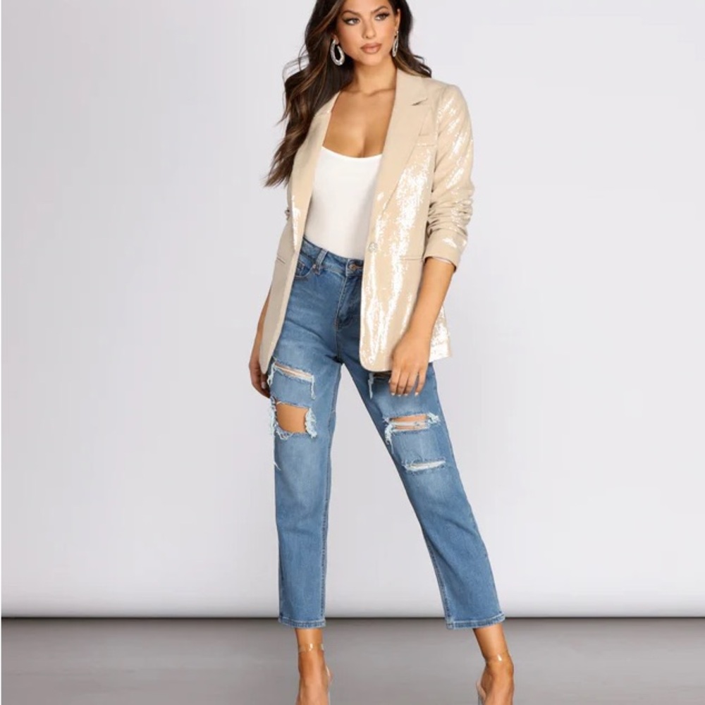 NWT Sequin Boss Babe Blazer